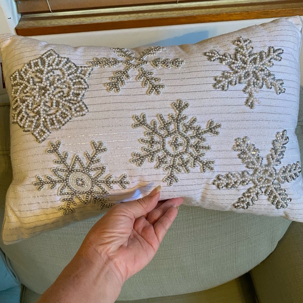 David Tutera Elegant Beaded Embellished Pillow